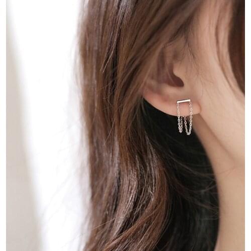 Fashion 925 Sterling Silver Tassel After Hanging Stud Earring for Women Wedding Jewelry Accessories pendientes eh214