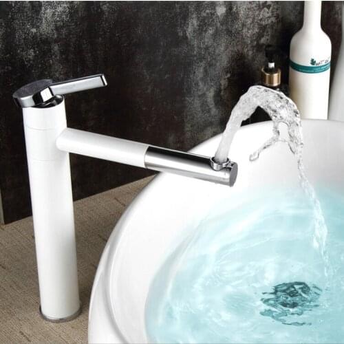 Basin faucet 360 degree rotating basin faucet white and black chrome-plated bathroom faucet one-hand bathroom