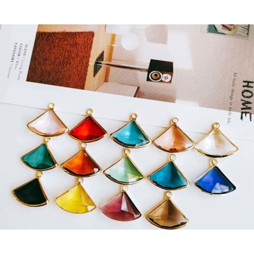 Rhinestone Glass Sector Eardrop Simple Color Earring Accessories Jewelry Component Diy Material Handmade 6pcs