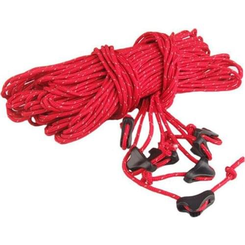 10M 2.25MM Diameter Outdoor Strong Reflective Rope Sky Curtain Rope With Anti-slip Buckle for Tent Nails Pegs Camping Tool FW199