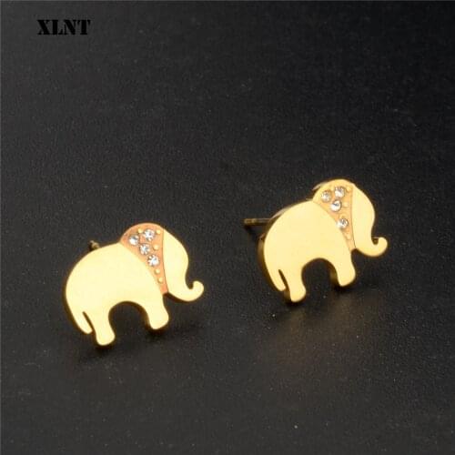 XLNT Stainless Steel Jewelry Fashion Cute Hollow Elephant Stud Earrings For Women Boucle d'oreille Pendientes