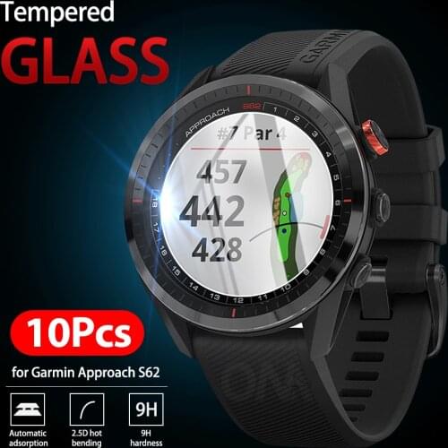 10 Pcs 9H Premium Tempered Glass For Garmin Approach S62 smart watch Screen Protector Film Accessories For Garmin Approach S62