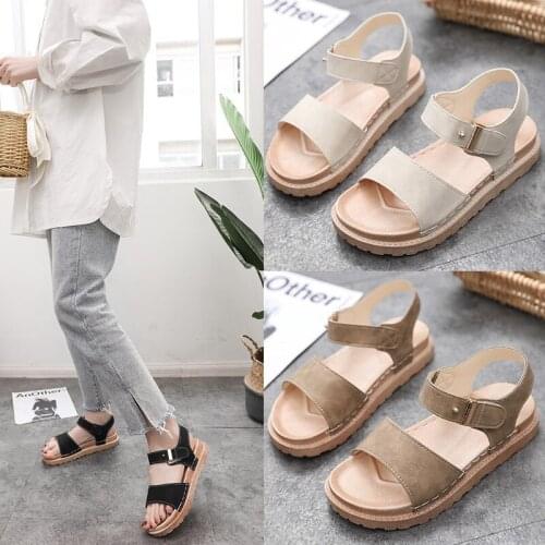 2021 Summer Sandals For Women Shoes New Style Platform Flats Casual Buckle Strap Sandalias Solid Colors Open Toe Womens Sandals