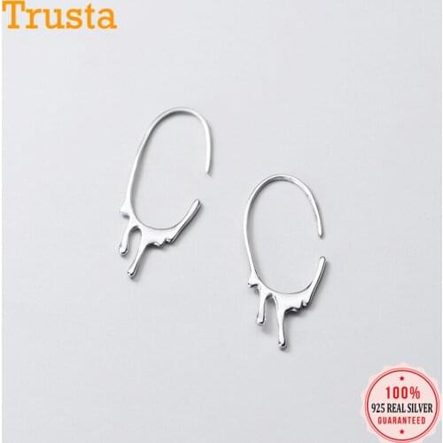 Trusta Women Fashion 100% 925 Sterling Silver Water Drop Irregularity Dangle Earring For Women Silver 925 Jewelry Gift DA827