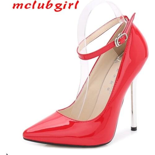 MCLUBGIRL 2020 Super High Heels Women Pumps 13cm Black Metal Heels Model Catwalk Sexy Big Size Heels Womens Shoes WZ