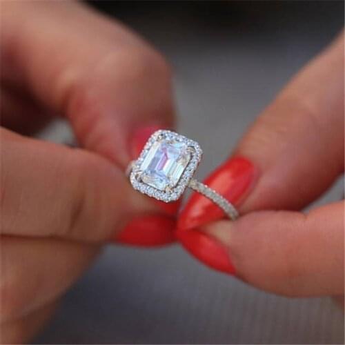 Charming Lady Promise ring 925 Sterling silver AAAAA Cubic Zirconia Statement Party Wedding Band Rings for women Bridal Jewelry
