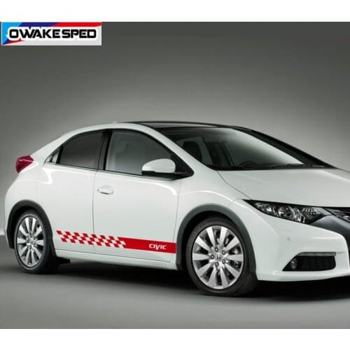 1 set Racing Stripes For Honda-CIVIC TYPE R Automobile Both Side Stickers Sport Styling Accessories Car Door Skirt Vinyl Decals