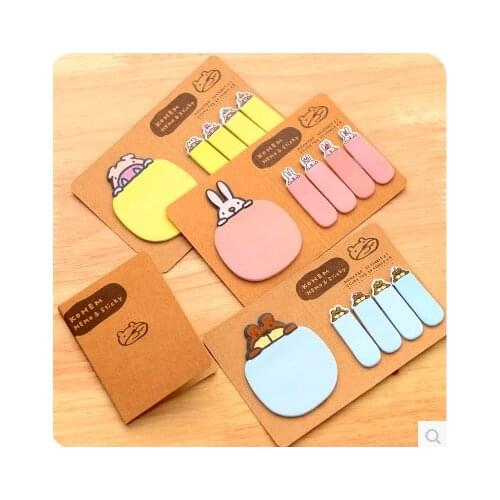 1pcs Korean Stationery Wholesale Cartoon Animal Kraft Paper N Sticky Scratchpad