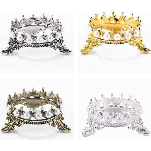 1Pcs Metal Nail Brush Pen Rack Stand Holder Glitter Crown Pearl Design Manicure Nail Art Tools Pen Showing Shelf