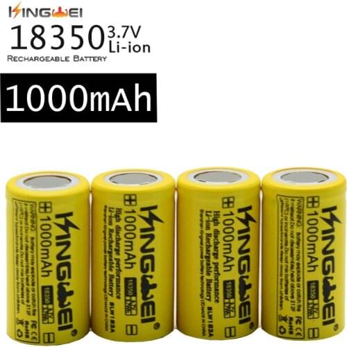 10Pcs KingWei 1000mAh 18350 3.7v Li ion Lithium Battery Rechargeable Batteries For LED Flashlight