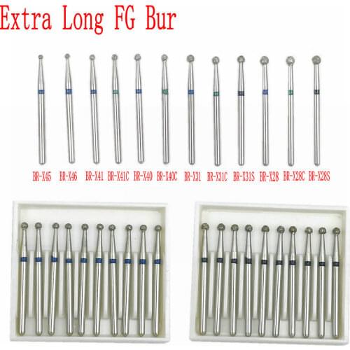 10pcs/pack Extra Long Dental Diamond Burs FG Dia-burs 1.6mm Shank for High Speed Handpiece Burs Dentist Tools