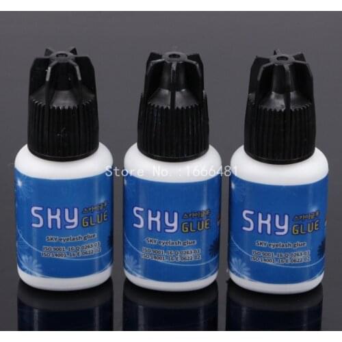 3 Bottles/lot Super Sky Glue for Eyelash Extension Fast Drying Professional Eyelash Glue from Korea Last Over 6 Weeks 5ml