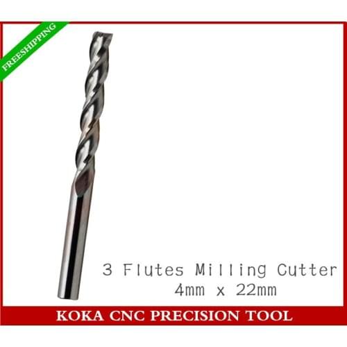 4mm*22mm,Freeshipping,CNC solid carbide end mill,Woodworking Router Bit,3 Flutes Spiral milling Cutter,MDF,PVC,acrylic,hardwood