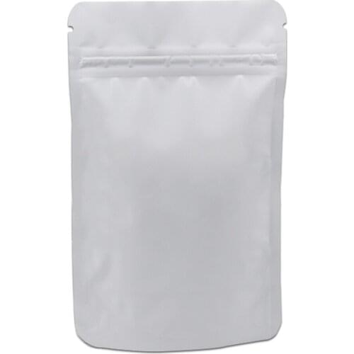 500pcs/Lot Matte White Pure Aluminum Foil Stand Up Zipper Bag Zip Lock Resealable Foil Mylar Pouch Packaging 9 Size