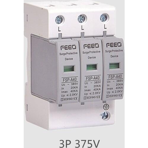 AC SPD 3P 20KA-40KA 385V House Surge Protector Arrester Circuit Breakers