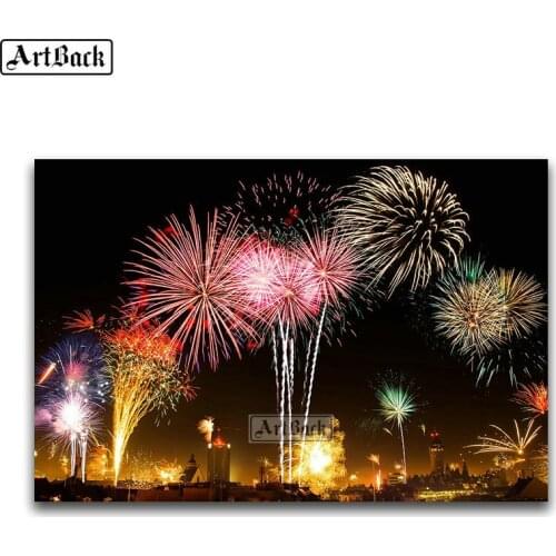 Needlework 5d diy diamond painting fireworks scenery full square drill diamond embroidery 3D mosaic artwork room decoration