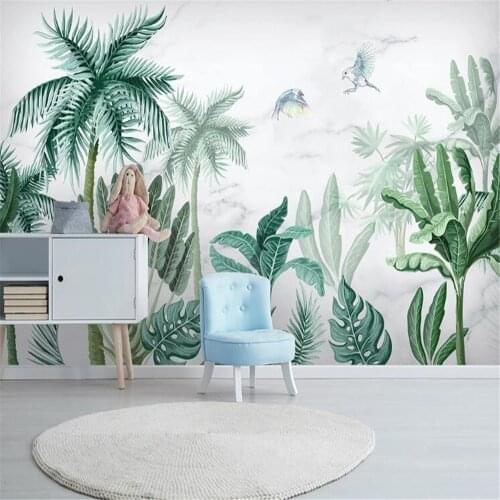 Milofi custom large wallpaper mural medieval hand painted tropical rain forest plant landscape background wall