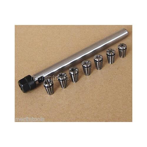C10 ER8A 100L Collet Chuck Holder + 7PCs Precision ER8 Spring Collet Set