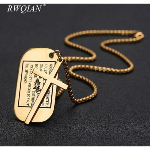 Double Pendant Chain Necklace for Men Personalized Stainless Steel Custom Necklaces Sheetmetal Cross Necklace Men Custom Jewelry