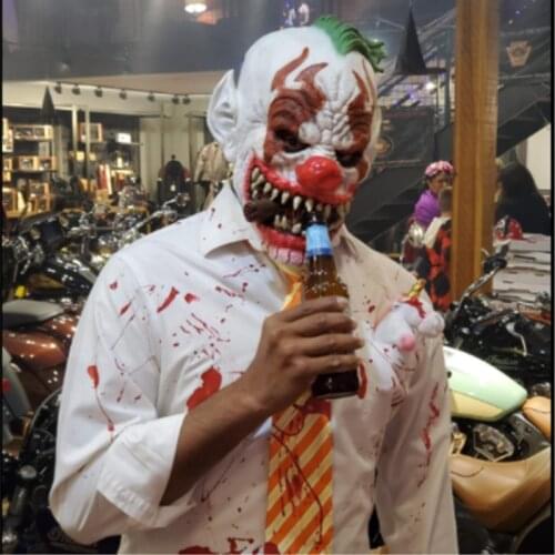 Halloween Zombie Clown Mask Horror Fancy Dress Party Costume Props Haunted House Escape Room Cosplay Latex Headgear