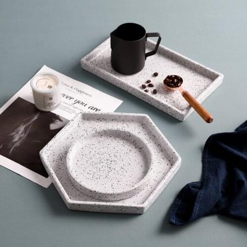 Terrazzo Ceramic Tea Tray Serving Tray Snack Plate Bathroom Storage Tray Organizer Plate Gifts