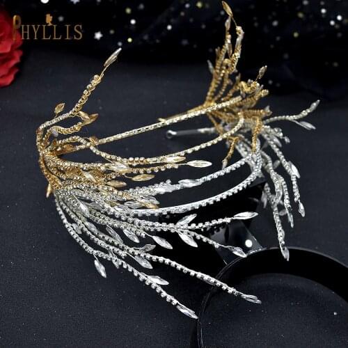 A243 Gold Crystal Bridal Headband Rhinestone Hair Accessories Wedding Crown Handmade Wedding Headpiece Elegant Hair Jewelry