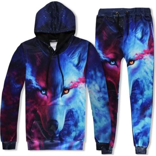 Cool Wolf 3D Print Suits Women Men Tracksuits Long Sleeve Pullover Hoodies Sweatshirt Trousers Boys Girls Streetwear Suits