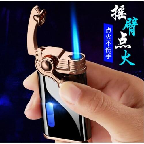 Creative rocker arm direct Jet turbo torch flame butane Inflatable gas cigar cigarette lighter igniter Fashion gift （No fuel