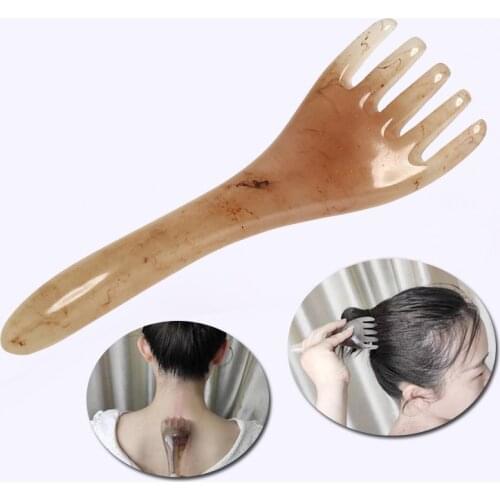 1Pcs Resin Guasha Massager Head Meridian Massage Comb Face Neck Acupuncture Therapy Gouache Scraper Scalp Relaxation