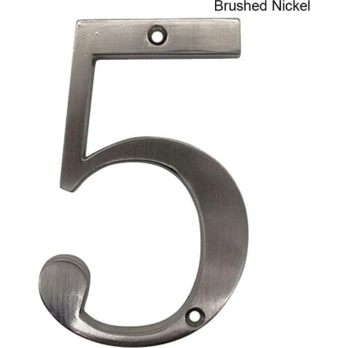 Brushed Nickel 4" 101mm Height House Number Door Address Number Digits Zinc Alloy Screw Mounted Big Mailbox Address Sign #5