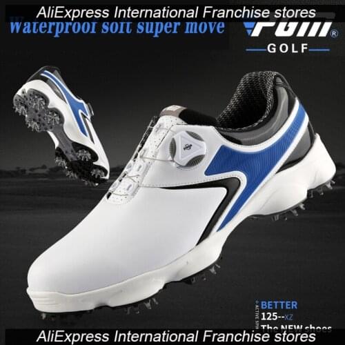 Widen Microfiber Leather with PU Sneakers Men Sports Golf Shoes Tennis Shoes Knobs Telescopic Laces Movable Nails Non-slip PGM