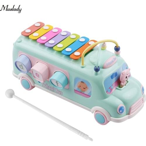 Muslady Kids Xylophone Toy Bus Musical Education Percussion Instrument with Mallet for Toddler Young Kids Children