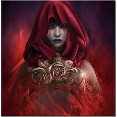 5D DIY Diamond Painting Kit Gothics,Red Girl Home Full Square Drill Diamond Embroidery Fantasy Women Handicraft Home Decor Kits