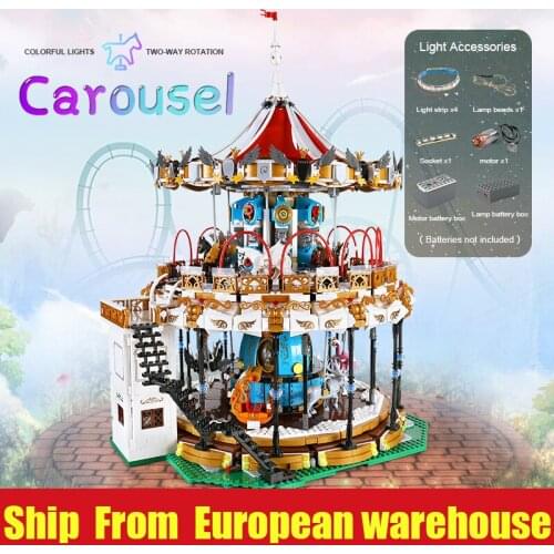 Mould King 11011 Street View Building Blocks Sets The Amusement Park Motorized Carousel Kid DIY Toys Birthday Christmas Gift
