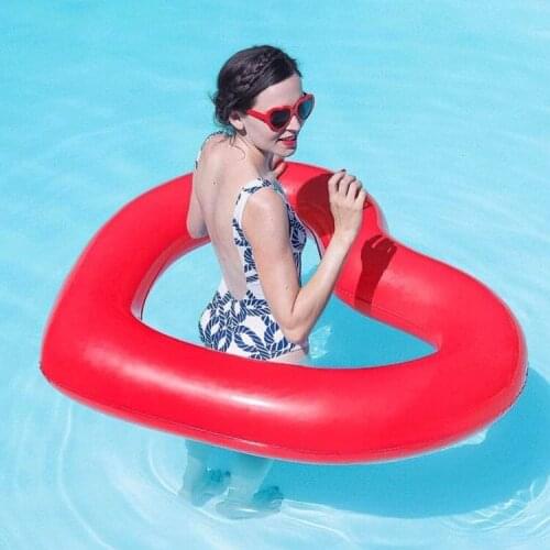 New Adult Thick Pvc Water Inflatable Heart-shaped Swimming Ring Love Heart-shaped Women Swimming Ring Floating Row