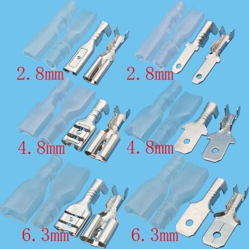 50Set Male Female Spade Crimp Terminals Electrical Wire Crimp Terminal Block Insulating Sleeve Connector for 22-16AWG Cable