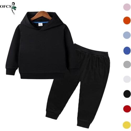 Autumn Childrens Clothing 2 Piece Set Boys Girls Clothes Unisex Cotton Tracksuits Sweatshirt Kids Outfit Suit Hoodie+Pant Sets
