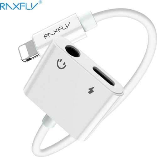 RAXFLY 2 in 1 Lighting to 3.5mm Converter For iPhone XS Max XR X Charge Splitter For iPhone 7 8 Plus Charging Listening Adapter