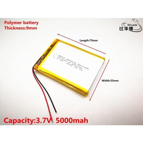Good Qulity 3.7V,5000mAH 905575 Polymer lithium ion / Li-ion battery for tablet pc BANK,GPS,mp3,mp4