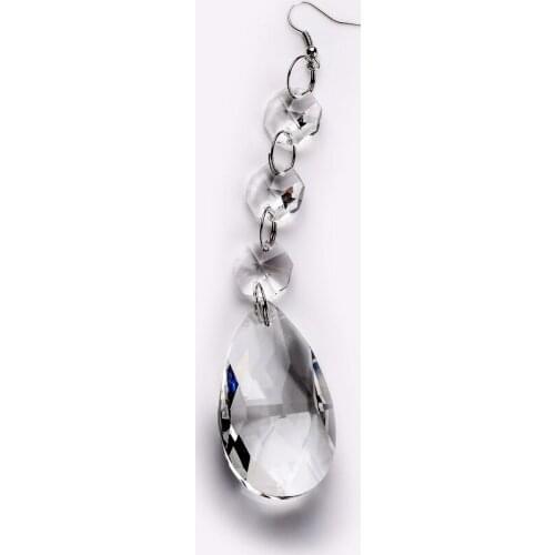 Clear 38mm Chandelier Pendants with 14mm Crystal Octagon Beads Hanging Trimmings Glass Lamp Parts for Home/Wedding Dcor