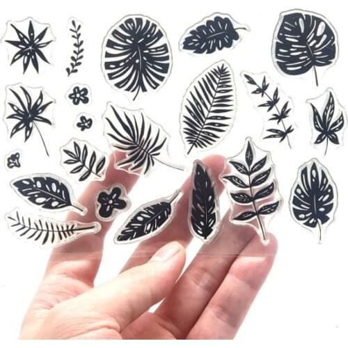 Tropical Leaves Transparent Clear Silicone Stamp Seal Scrapbooking Stencil Decorative Painting Template Office School Supplies