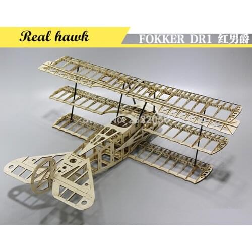 RC Plane Laser Cut Balsa Wood Airplane Kit FOKKER DR1 Frame without Cover Wingspan 770mm Model Building Kit