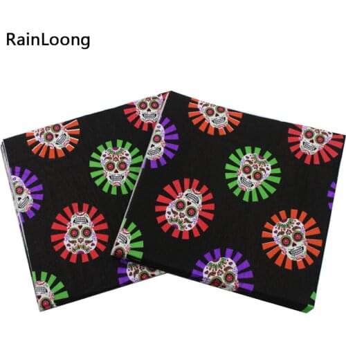 [RainLoong] Printed Feature Skull Paper Napkin Event & Party Supplies Tissue Decoration Servilleta 33cm*33cm 1 pack (20pcs/pack)