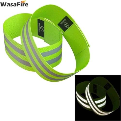 2pcs Elasticated Arm Reflective Bands Wristband Ankle Leg Straps Night Jogging Walking Safety Warning Reflector Tape