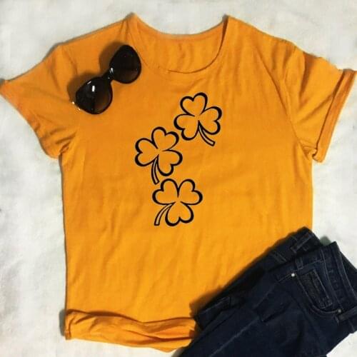 Lucky Clover Funny Graphic Women Tshirt Casual Short Sleeve Top Tees 100% Cotton O Neck Korean Clothes Fashion Unisex Clothing