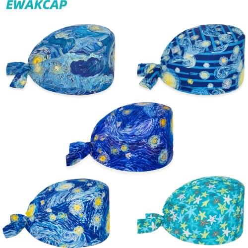 Adjustable Scrubs Caps Unisex Laboratory Beauty Salon Clinic Dentist Nursing Hat Sweat-absorbent Work Scrub Hats Pirates Cap