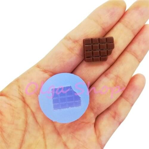 KYL202 16.8mm x 13.2mm Bitten Chocolate Bar Silicone Mold Fondant Cake Decoration Candy Resin Clay Art Earrings Necklace Pendant