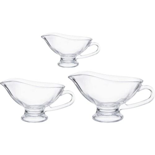 Glass Gravy Dish with Handle, Clear Gravy Sauce Boat for Dining, Holiday Meals & Parties