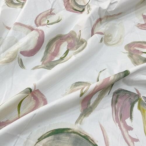 2021 Spring and Summer New Custom Pure Linen Hand Painted Fruit Pink Peach Clothing Skirt Fabric