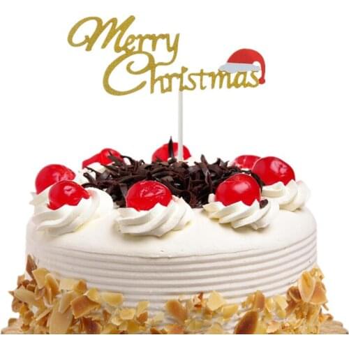 Cake topper Merry Christmas with hat cupcake topper Christmas tree elk cake flag kids party baking DIY birthday decoration new